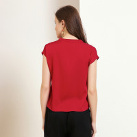 金菊女装春夏季新款女士v领真丝T恤宽松显瘦桑蚕丝上衣短袖真丝上衣女