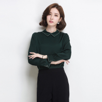金菊女装春夏新款真丝衬衫女士小方领桑蚕丝衬衫时尚百搭长袖真丝衬衫女修身显瘦衬衣女