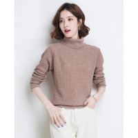 金菊秋冬新款毛衣两翻领纯色休闲羊毛衫女