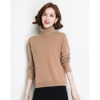 金菊秋冬纯色两翻领加厚100%羊毛衫女