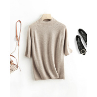 金菊秋冬新款毛衣半高圆领纯色插肩袖羊毛衫女