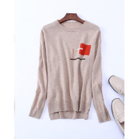 金菊秋冬新款毛衣圆领百搭100%羊毛衫女