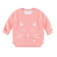 angeeb宝贝心语 宝宝衣服春秋男童女童毛衣啊喵纯棉毛织套头衫