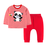 angeeb宝贝心语婴童秋冬肩开夹棉保暖舒适上衣和裤子套装