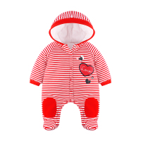 angeeb宝贝心语秋冬男女童连帽夹棉爬服保暖舒适前开连体服