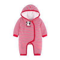 angeeb宝贝心语秋冬男女童斜开连帽夹棉爬服保暖舒适前开连体衣