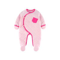 hello mika 米卡0-6个月秋冬婴儿衣服新生儿夹棉连脚连身衣宝宝保暖防抓袖哈衣爬服