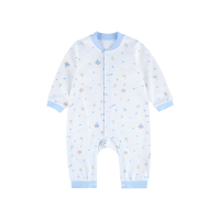 hello mika 米卡 0-2岁婴儿春秋纯棉前开连身衣 新生儿爬服 宝宝连体衣