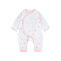 hello mika 米卡 0-6个月婴儿春秋纯棉连身衣 新生儿印花偏襟连体衣