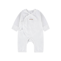 hello mika 米卡 0-6个月宝宝提花网眼偏襟连身衣 初生儿纯棉连体衣爬服