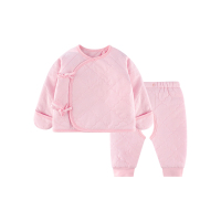 hello mika 米卡0-6个月秋冬宝宝套装新生儿夹棉保暖哈衣两件套婴儿衣服