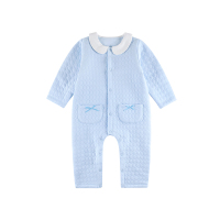 hello mika 米卡 0-2岁婴儿秋冬纯棉空气层前开宝宝连身衣新生儿 爬服