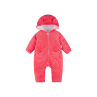 hello mika 米卡 0-2岁婴儿连体衣秋冬珊瑚绒连身衣宝宝夹棉连帽保暖爬服