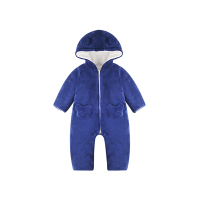 hello mika 米卡 0-2岁婴儿连体衣秋冬珊瑚绒连身衣宝宝夹棉连帽保暖 爬服