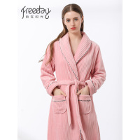 都市丽人旗下自在时光睡袍女冬季珊瑚绒厚款连体睡衣法兰绒 RH8706