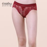 都市丽人旗下自在时光纯棉100%透气低腰蕾丝少女性感三角裤RK8G10