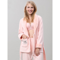 都市丽人旗下自在时光复合绒睡衣女冬季长袖腰带家居服套装 RH7235