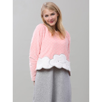 都市丽人旗下自在时光珊瑚绒睡衣女冬季长袖中厚短裙服套装 RH7303