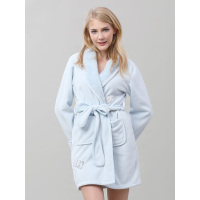 都市丽人旗下自在时光睡衣女长袖睡袍系带短款中厚复合绒 RH7701