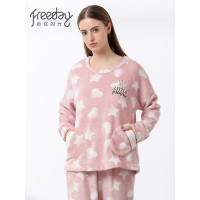 都市丽人旗下自在时光睡衣女士秋冬季少女法兰绒家居服套装 RH8259