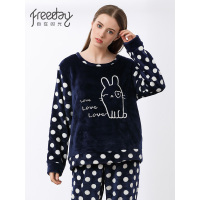 都市丽人旗下自在时光睡衣女士秋冬季长袖法兰绒少女家居服 RH8260