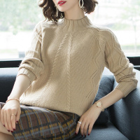 百搭纯色圆领简约优雅宽松显瘦女款毛衣