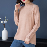 个性弹力编织袖管插肩袖秋冬短款半高领原宿风套头长袖宽松休闲时尚女款针织衫毛衣