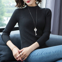 简约优雅圆领复古纯色宽松显瘦休闲百搭女款套头针织衫