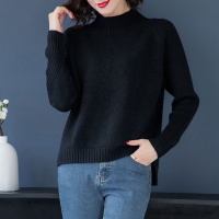 温柔优雅立体菱形编织冬季韩版原宿风半高领套头长袖时尚休闲女款针织衫毛衣