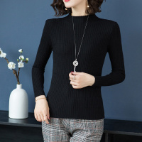 秋冬百搭半高领纯色弹力修身显瘦长袖套头麻花编织时尚针织衫打底衫chic毛衣内搭女装上衣