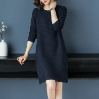 春季中长款弹力暗纹针织衫套头毛衣