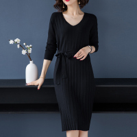 春季中长款韩版纯色弹力套头针织衫