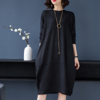 春季长款韩版纯色针织衫打底衫连衣裙