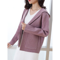 清新学院风纯色抽绳装饰女款外套