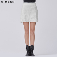 sdeer圣迪奥女装2018冬素朴绣花A廓休闲半身短裙包臀裙S16481374