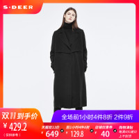 sdeer圣迪奥2018秋冬新款个性裁片H廓形平驳领风衣外套S18461875