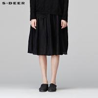 sdeer圣迪奥女装秋冬装复古民族风布艺装饰半身裙长裙潮S17481115