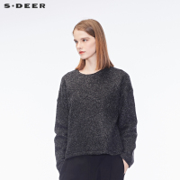 sdeer圣迪奥女装酷感金属光泽套头短款针织衫