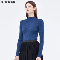 sdeer圣迪奥2018冬装新款开衩半高领基本款针织衫毛衣女S18483539