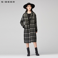 sdeer圣迪奥2018冬装简约英伦学院风风衣外套毛呢大衣女S17461812