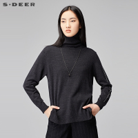 sdeer圣迪奥2018冬装简约字母高领套头打底毛衣针织衫S17483580