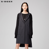 sdeer圣迪奥2018冬装新款连帽双面尼毛呢马甲