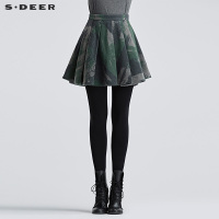 sdeer圣迪奥女装抽象笔触涂抹印花半身短裙