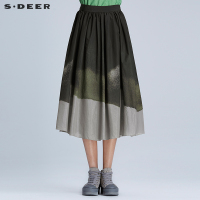sdeer圣迪奥女装棕榈印花风格半身长裙