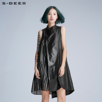 sdeer圣迪奥女装肌理折痕挺括压褶连衣裙