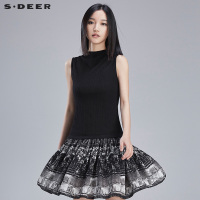 sdeer圣迪奥印花连衣裙拼接连衣裙子