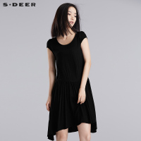 sdeer 圣迪奥女纯色拼接连衣裙