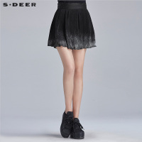 sdeer圣迪奥顺滑肌理折痕漆印短裙