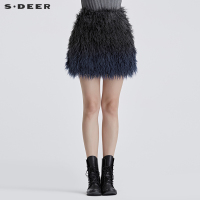sdeer圣迪奥华丽立体长绒渐变半身裙S16481303