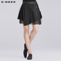sdeer圣迪奥酷黑金属感搭片俏皮短裙